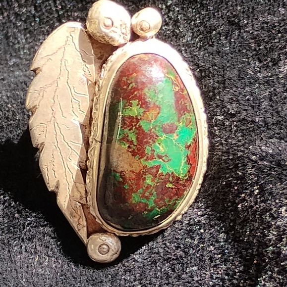 Artisan Jewelry - Old Natural Turquoise Ring Navajo Sterling Silver Handcrafted Sz 6.75